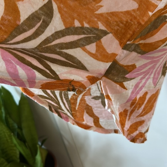 C&C CALIFORNIA | Linen Brown and Orange Cap Sleeve Relaxed Blouse - Picture 4 of 8